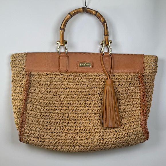 Lilly Pulitzer Handbags - Lilly Pulitzer Greydon Straw Tote Bag
